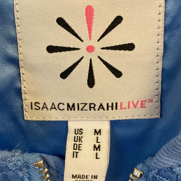 NWOT Isaac Mizrahi Lace Overlay Bomber Jacket in Blue - Picture 2 of 10